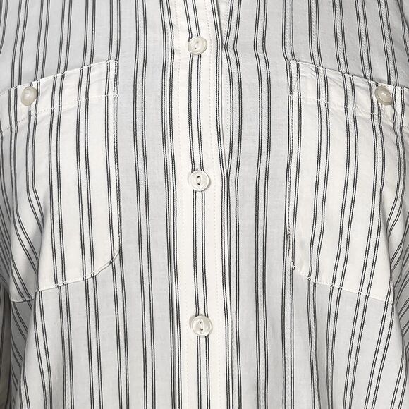 Ralph Lauren Women's Shirt Button Up Beige Black Striped Vintage Blouse Top S - Picture 4 of 10